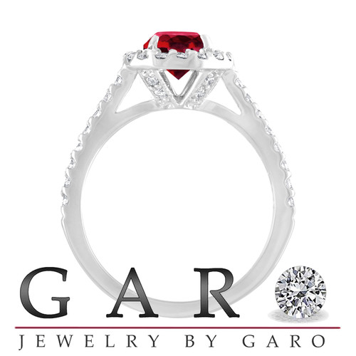 1.69 Carat Garnet Engagement Ring With Diamonds Bridal Ring Red Garnet Wedding Ring Certified Halo Pave 96070.1504922632